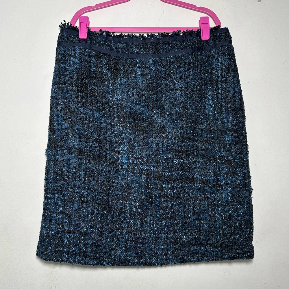 J. McLaughlin Blue Textured Pencil Skirt